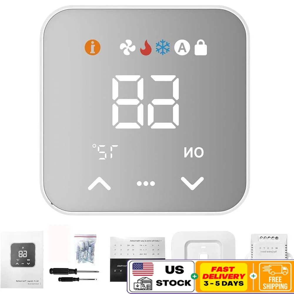 

Умный термостат Wi-Fi, программируемый пульт дистанционного управления C-Wire, совместимый с Alexa Google Assistant, энергосберегающий 7-дневный график