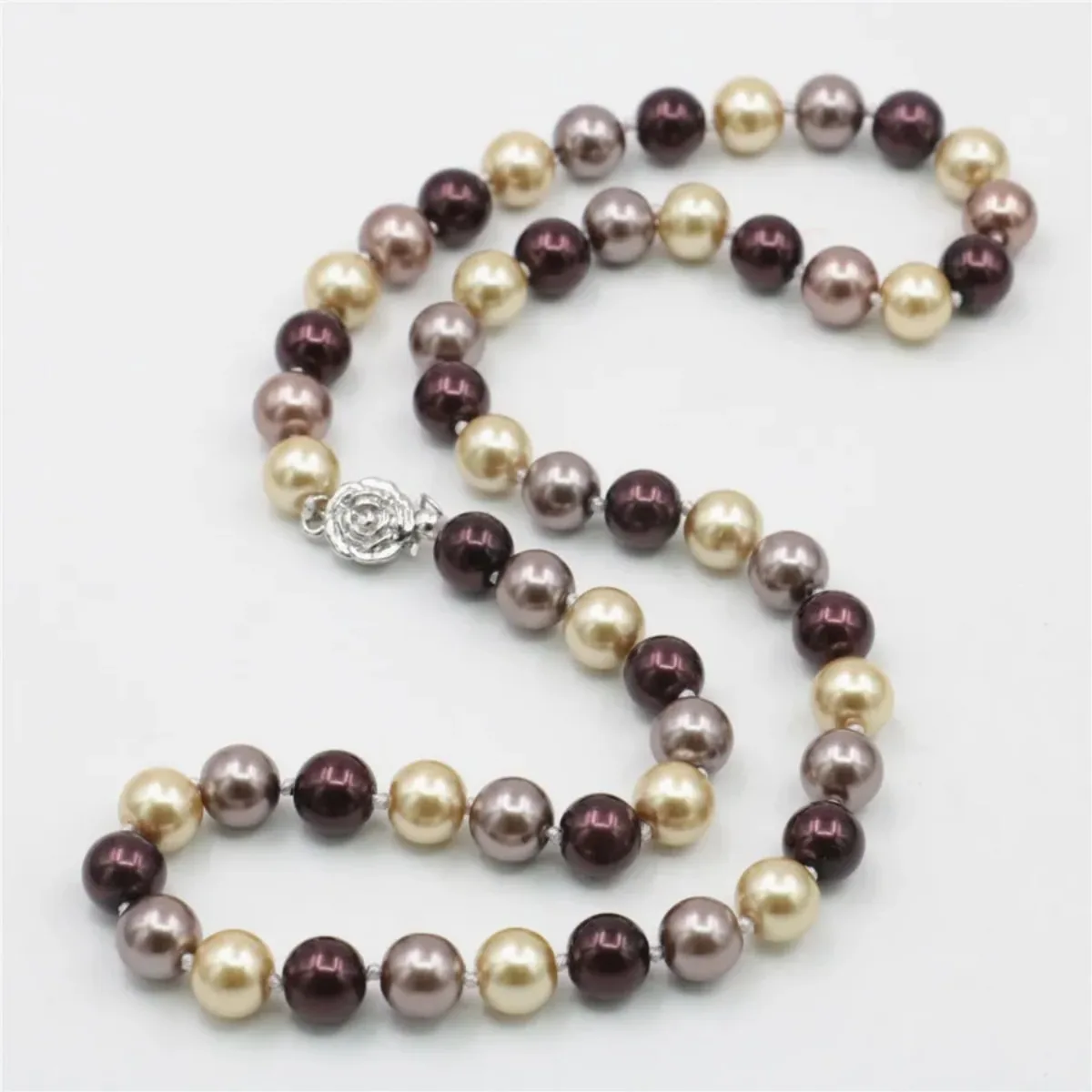 DIY New Fashion 8mm South Sea Multicolor Shell Pearl Necklace 18inches AAA Beads Women Jewelry Making About 52pcs/Strands