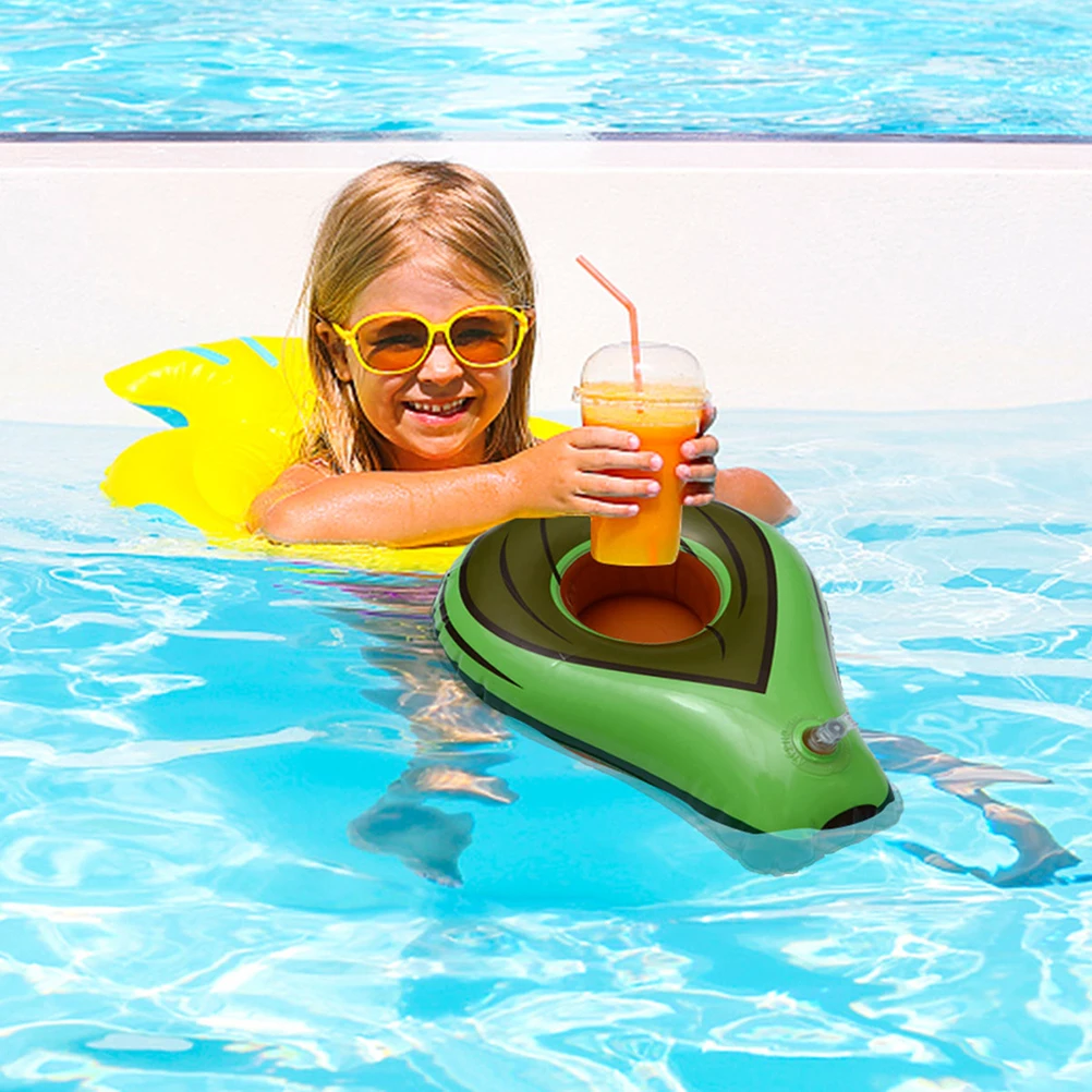 

6 Pcs Avocado Pool Cup Holders PVC Inflatable Floating Drink Holders Lightweight Party Decorations Travel for Family