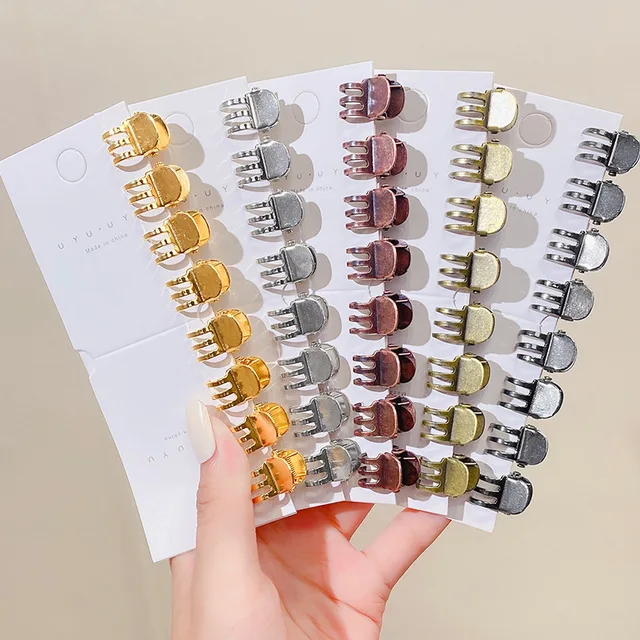 5 sztuk/zestaw kobiety w stylu Vintage złoto srebro brąz mała metalowa opaska z pazurem do włosów słodkie Mini spinki do włosów spinki do włosów modne akcesoria do włosów