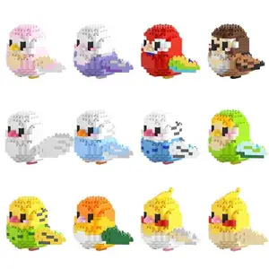 Micro building blocks for children, bird parrot, cockatiel, parakeet, diy mounted, 3D model, mini Bricks builder, pigeon, macaw 10 Main Sales Macaw Clothing - №6