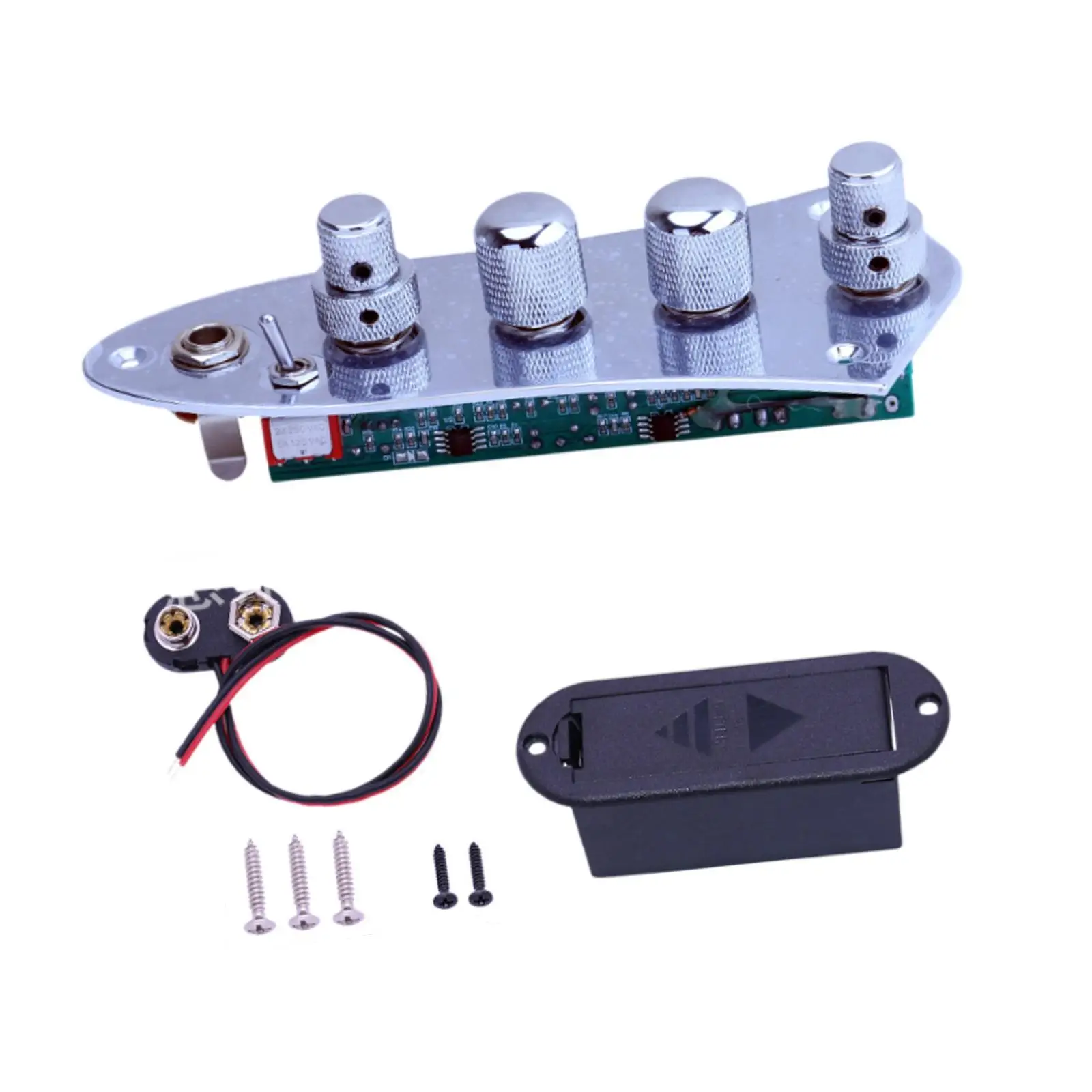 Loaded Bass Control Board Prewired Guitar Plate Noise Reducing Circuit with Output Jack for Bass Guitar Parts and Setup