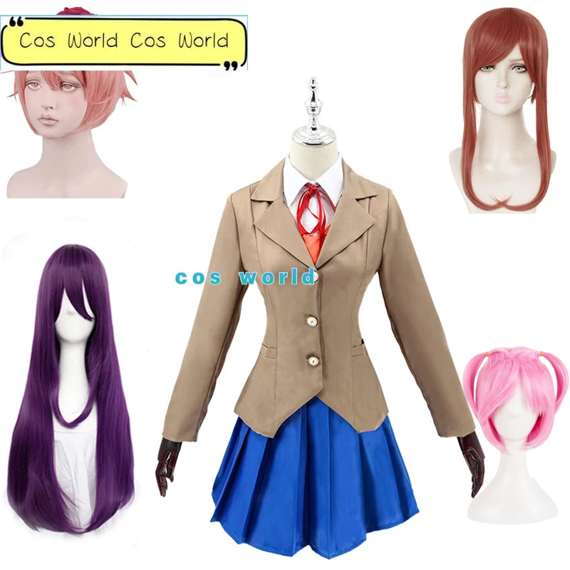 

Аниме Doki Literature Club Monika Cosplay Sayori Yuri Natsuki Косплей Костюм Школьница женская форма