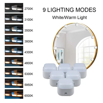 Wiscolor ويسكلور  إضاءة LED للغرور  ضوء المرآة  إضاءة طاولة زينة الحمام USB  مصباح LED قابل للتعتيم لمرآة المكياج بمصباح LED 12 لمبة