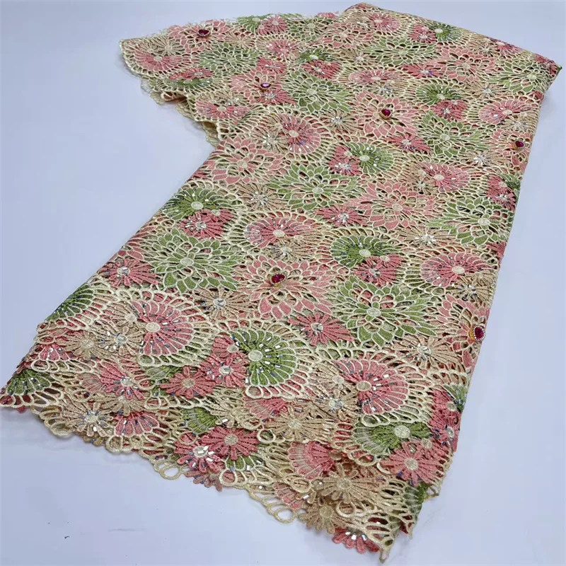 

Luxury African Embroidery Water Soluble Lace Fabric 2026 High Quality Guipure Cord Lace Fabric For Sewing Nigerian Women Dresses