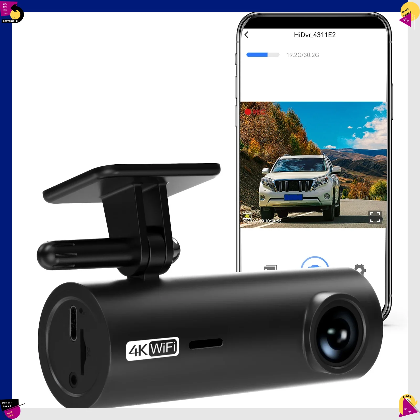 

3840*2160P Car Dvr Dashcam 4K Dash Cam For Cars Drive Video Recorder Front Camera WiFi For Vehicle Supplies 24h Parking Night V