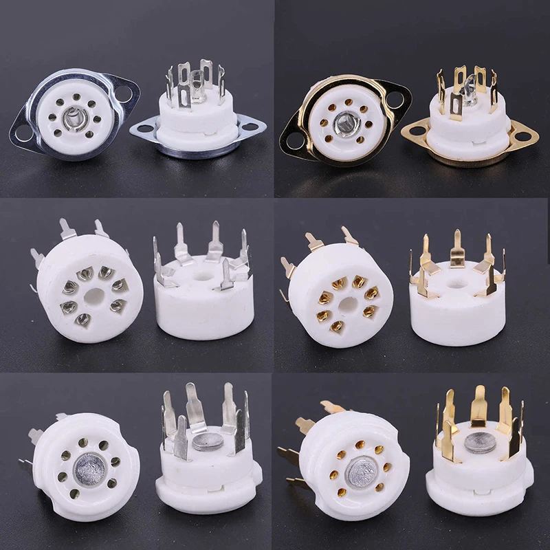 【1PCS 6AQ5 EAA91 6J1 6J2 6X4 6Z4 Enchufe para tubo chapado en oro para amplificador de tubo de vacío de 7 pines B7G Audio DIY】