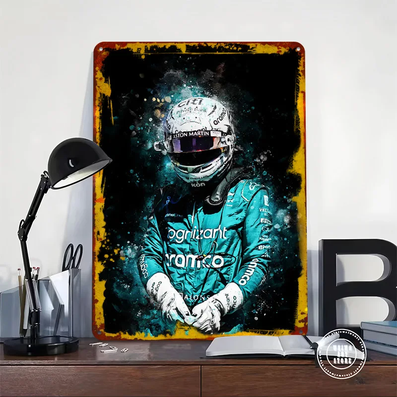 Fernando Alonso Poster Customized Vintage Metal Signs Wall Art Retro Tin Plaque for Fans Room Decorations Coffee Bar Accessories