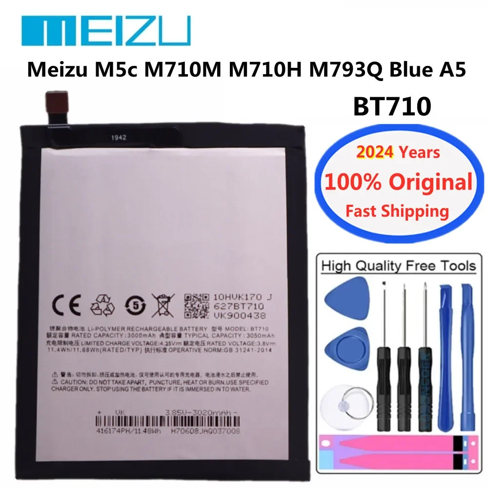 

2024 years BT710 Original Battery For Meizu M5c M710M M710H M793Q Blue A5 3000Ah Mobile Phone Battery Bateria Deliver Fast