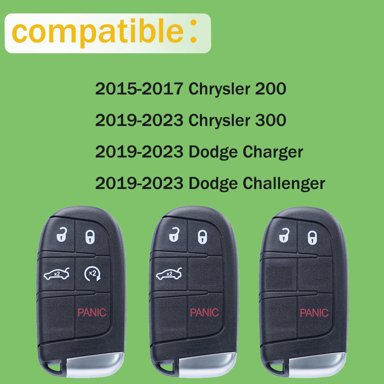 433Mhz 4A Chip Remote Car Key For 2019-2021 Chrysler 300 /2019-2023 Dodge Charger Challenger Keyless Entry key fob M3N-40821302