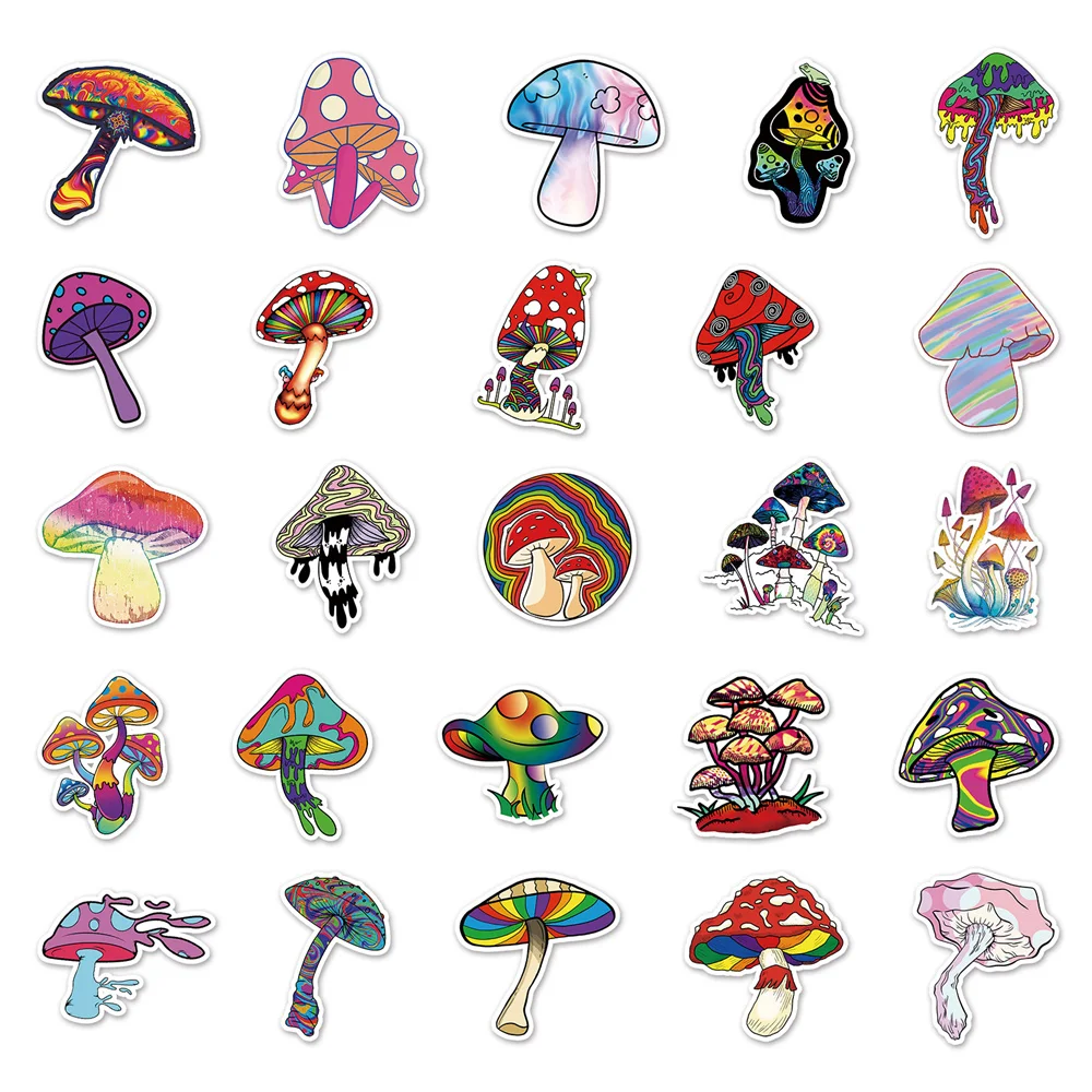 10/30/50PCS Cartoon Psychedelic Mushroom Graffiti Delicate Sticker Suitcase Skateboard Luggage Notebook Guitar Sticker Wholesale