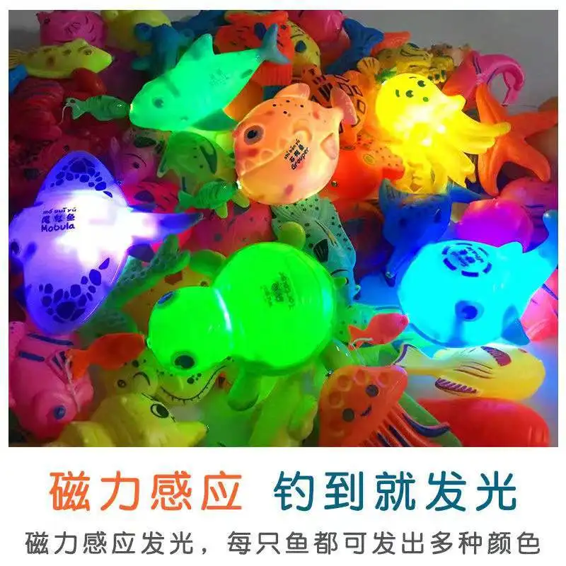 Children's fishing toys magnetic bulk fake fish stall fish puzzle fun fishing game simulation fishing rod net random color