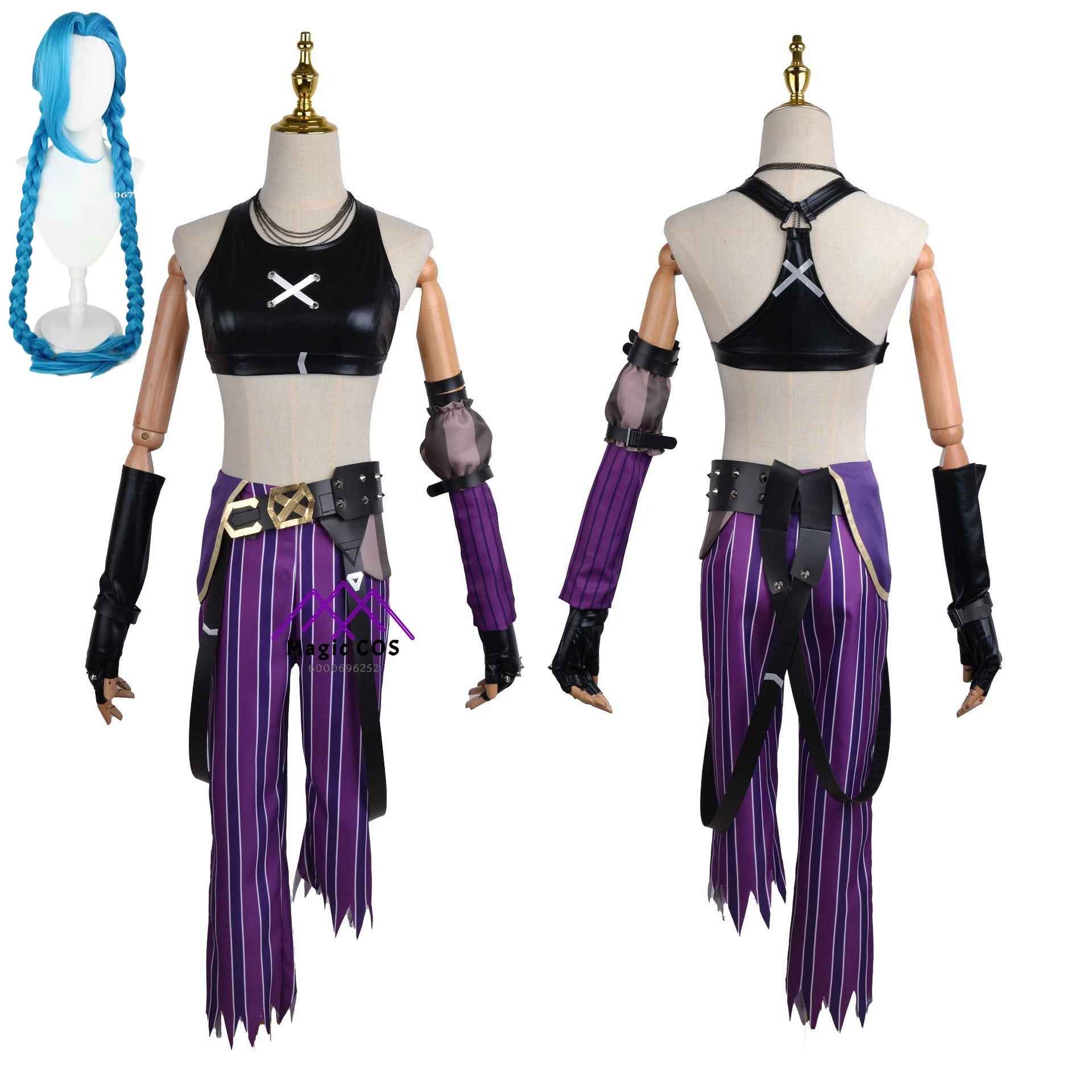 

Game Hot League of Legends Arcane Cosplay Costume Jinx Popular Battle of The Two Cities Carnival Cosplay Clothes Role Play Wig