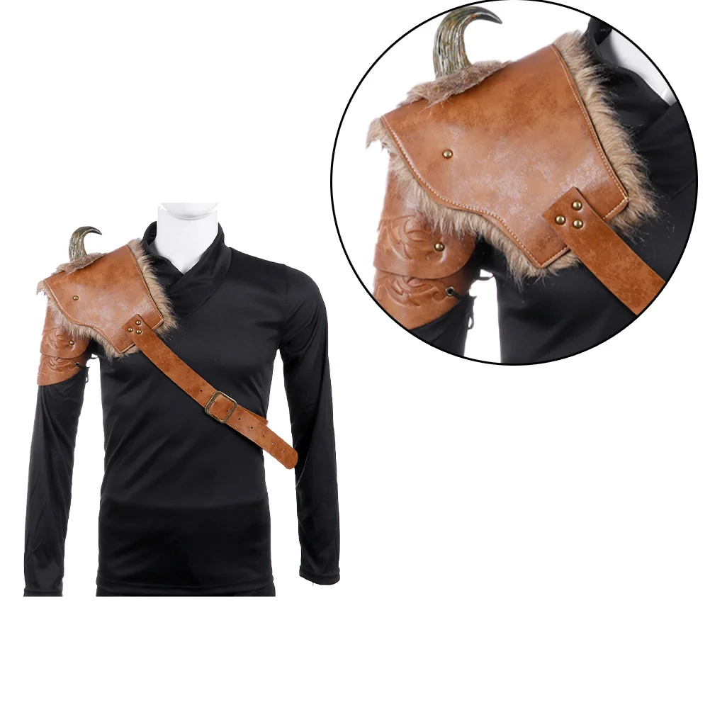 เกราะไหล่ไวกิ้งสำหรับผู้ชาย สายรัดปรับได้ ชุดคอสเพลย์อัศวินยุคกลาง ชุดฮาโลวีน แผ่นป้องกันไหล่