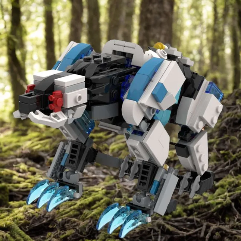 

397 Pieces Model Building Blocks Set – Frostclaw & Apex Frostclaw from Horizon Forbidden West – Bear-like Machine Diorama