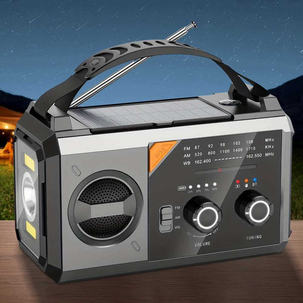 

20000mAh Solar Weather Alert Radio Hand Crank SOS Alarm AM FM NOAA Compass Cell Phone Charger Rechargeable Battery for Emergency