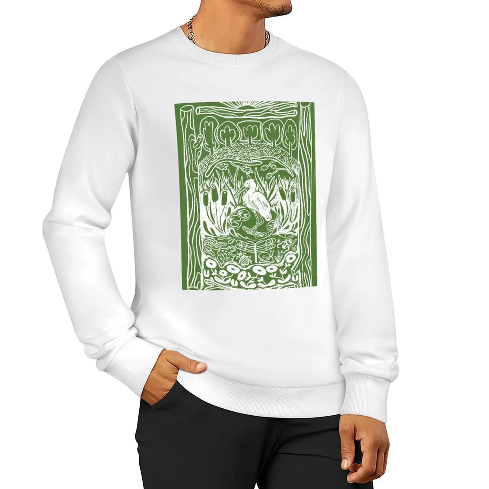 

Swamp Linocut Sweatshirt korean style clothes mens designer clothes hooded sweatshirt