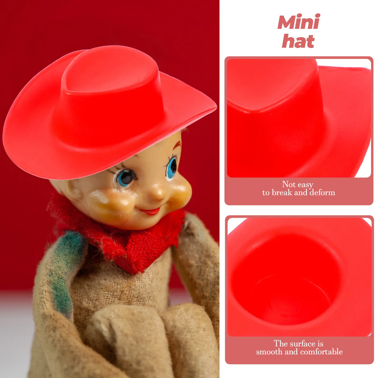 10Pcs Mini Cowboy Hats Plastic Lightweight Stable Small Western Hat Crafts Party Decorations Tiny Hats Dress Up Hat