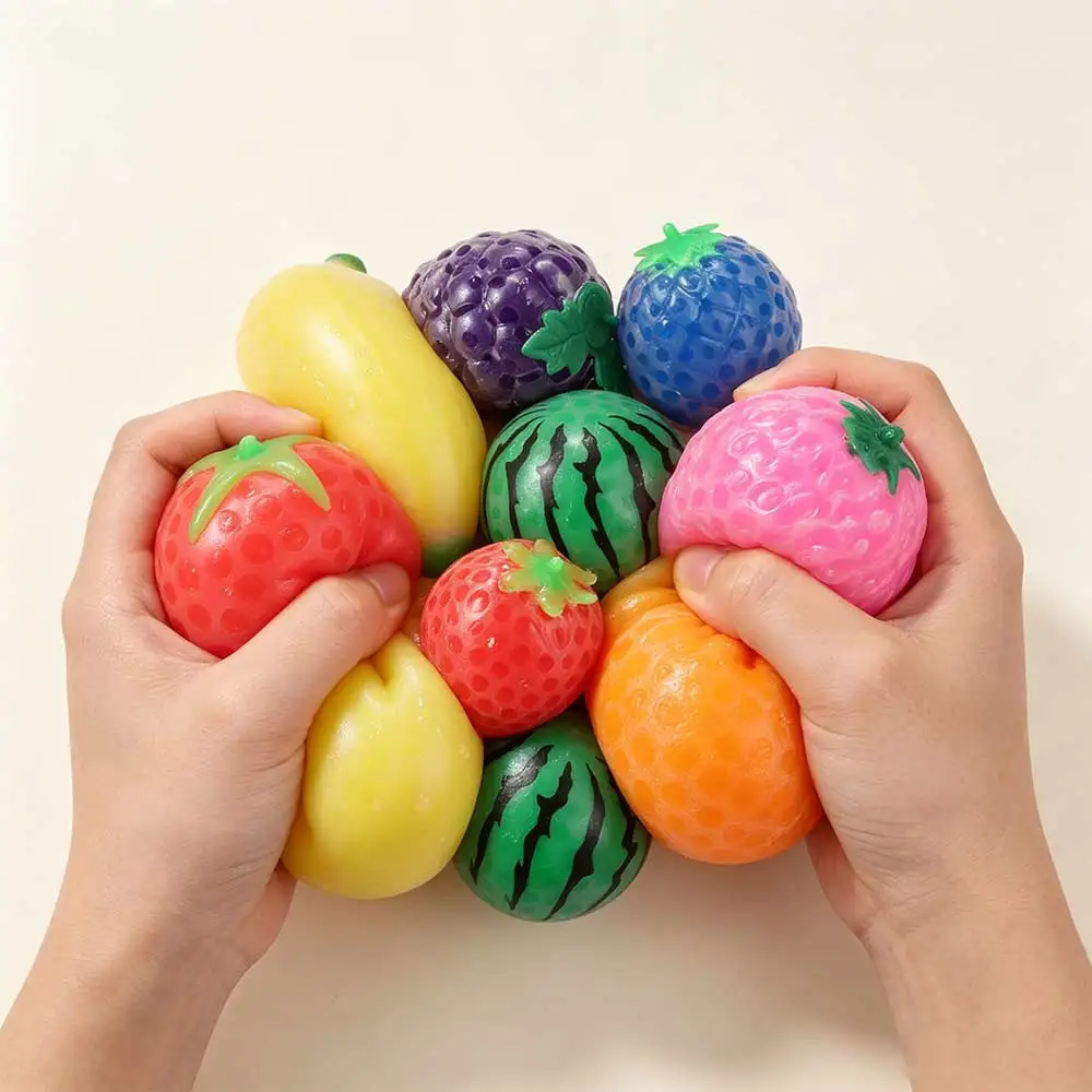 For Adult Spongy Strawberry Watermelon   Fruit Squeeze  Strawberry Bead Ball Stress Ball  Fidget Squeeze