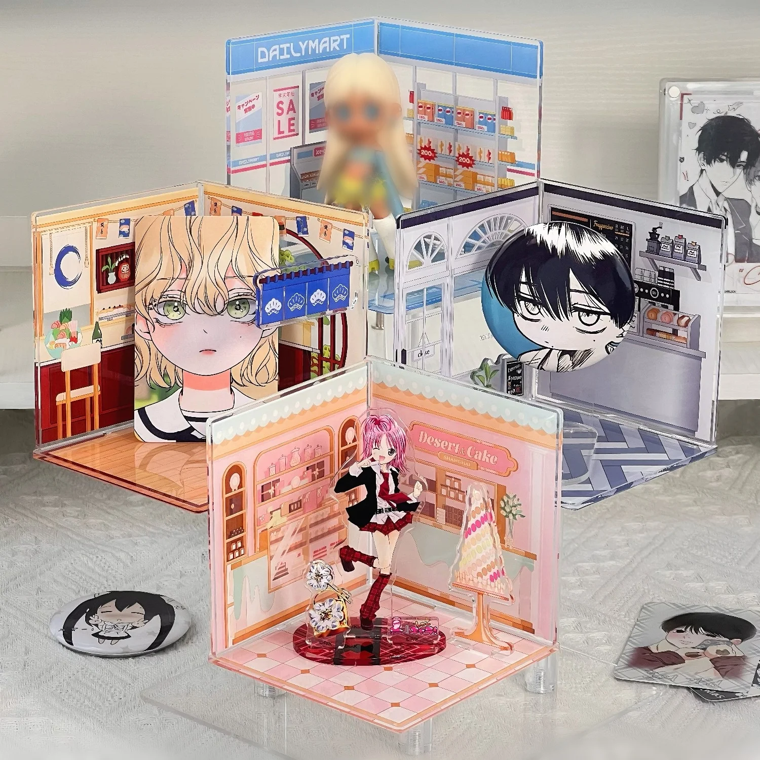 Anime Merch Shopping - Street Corner Shop Acrylic Backdrop Stand,