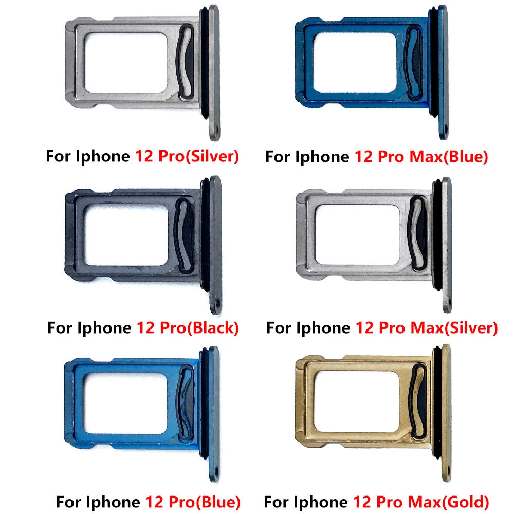 10Pcs,NEW Dual Card For iPhone 12 Pro Max 12 mini SIM Card Tray chip slot drawer Holder Replacement Part Accessories + Pin