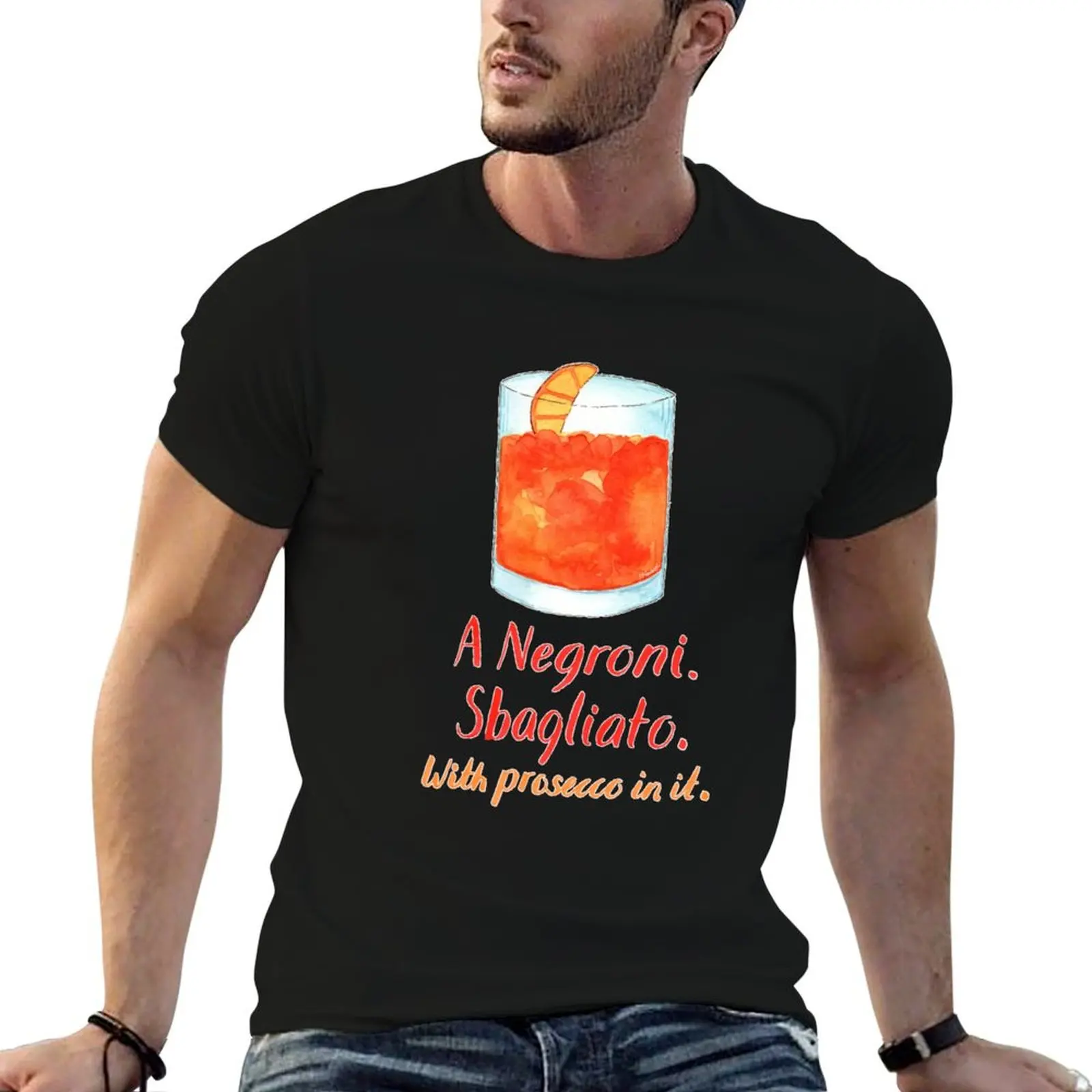 A Negroni, Sbagliato... with Prosecco in it. T-Shirt Street Style Casual Tee Shirt