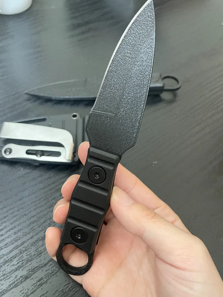 New Outdoor small straight knife,Black matte high hardness survival knife, camping EDC portable,utility knife +K sheath