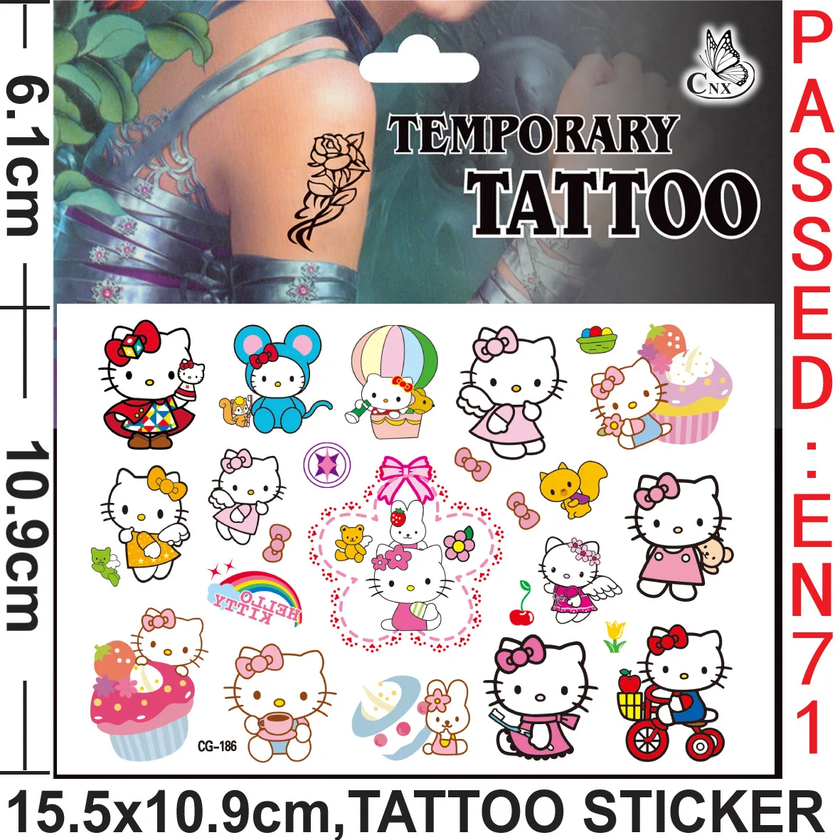 New Hello Kitty Cartoon Sticker Children\'s Water Transfer Sticker Laptop Skin Sticker Toy for Girl Cute Tattoo Sticker Pack