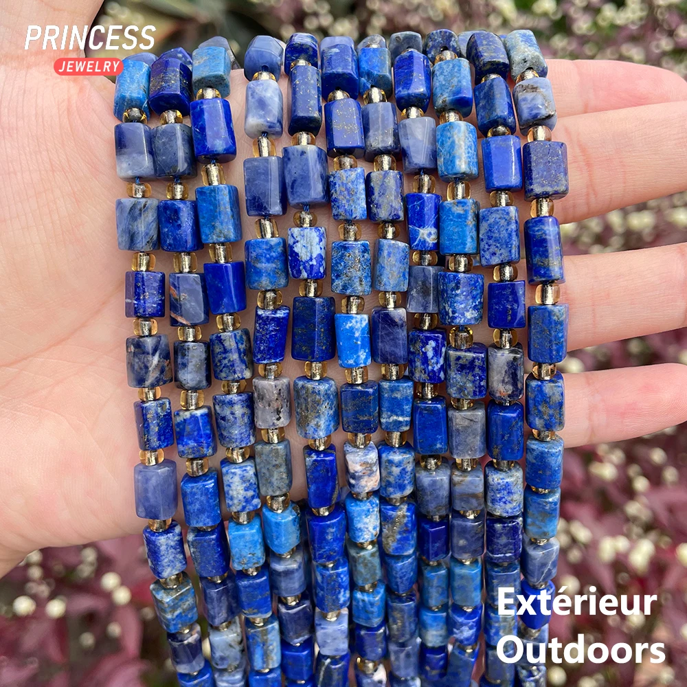 

A+ Natural Lapis Lazuli Hexagonal Column Beads 6*9mm Loose Gemstone Beads for Jewelry Making Bracelet DIY Accessories