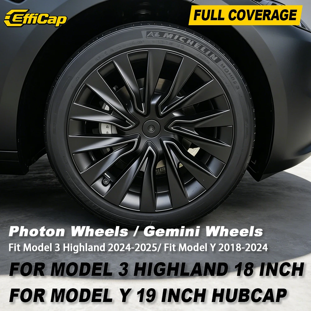 

4PCS HubCap for Tesla Model 3 Highland 2025 Model Y 2018-2024 Performance 18/19 Inch Wheel Cap Full Rim Cover Accessories 2023