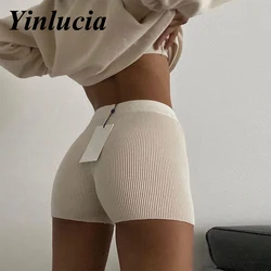 Short de Fitness en soie glacée pour femmes, couleur unie, élastique, décontracté, Streetwear, pantalon court, tendance, fête Hippie, été, 2022