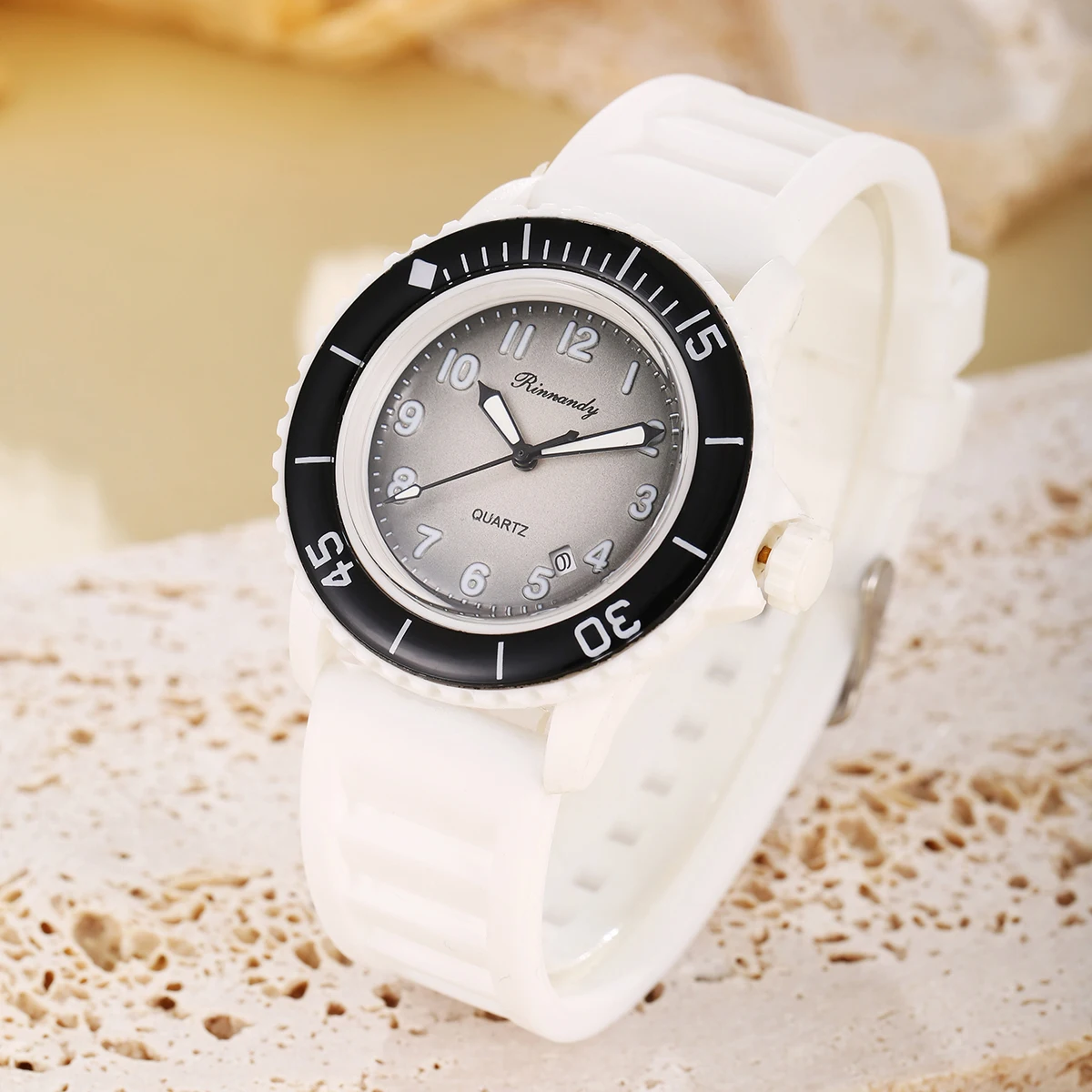 New College Style Classic Fashion Alloy Case, Pointer style Digital Dial Silicone Watch, Unisex Quartz Watch