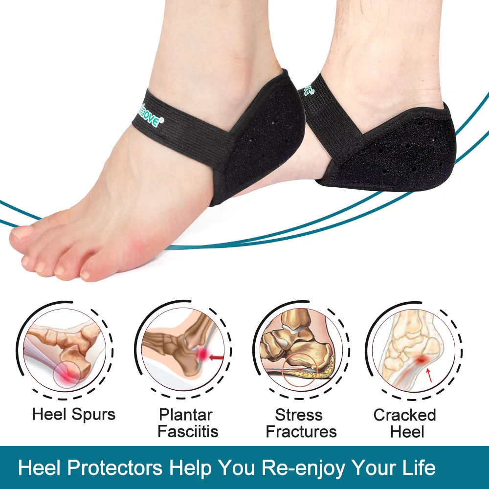 

2Pcs Sumifun Black Heel Protection Pad Heel Cushion Treat Plantar Fasciitis Protectors Sleeves Heel Cups Pain Relief Pads Cover
