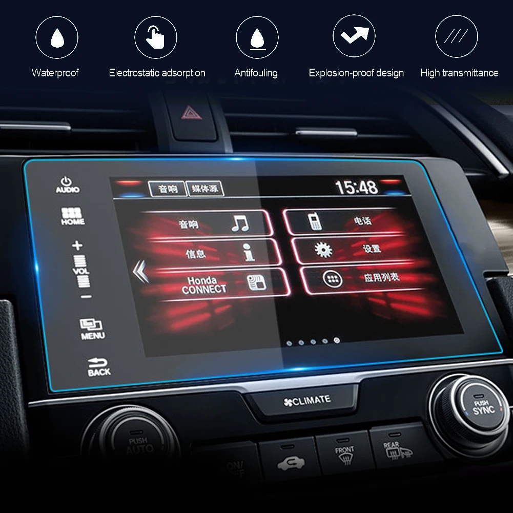 Auto GPS Navigation Gehärtetem Glas Bildschirm Dashboard Display Schutz Abdeckung Schutz Film Zubehör Für Honda civic 2016-2022