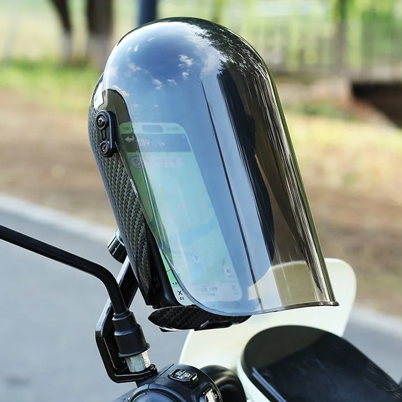 ユニバーサルオートバイ＆電動車両用スマホホルダー-防水-ダストカバー付き-ミラーベーススタイル