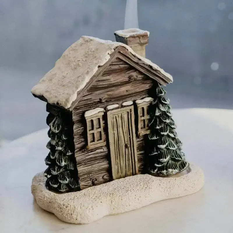 Cross-border New Christmas Decorative Props Christmas Hut Incense Burner Office Home Decoration Resin Handicraft Ornament