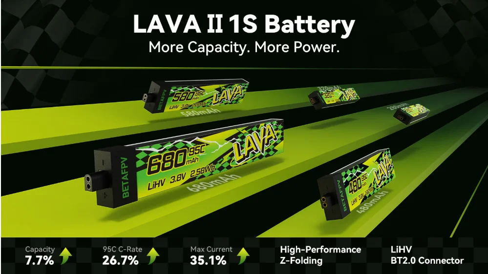 Betafpv nova lava ii 1s 580mah (4 peças) bateria para air65