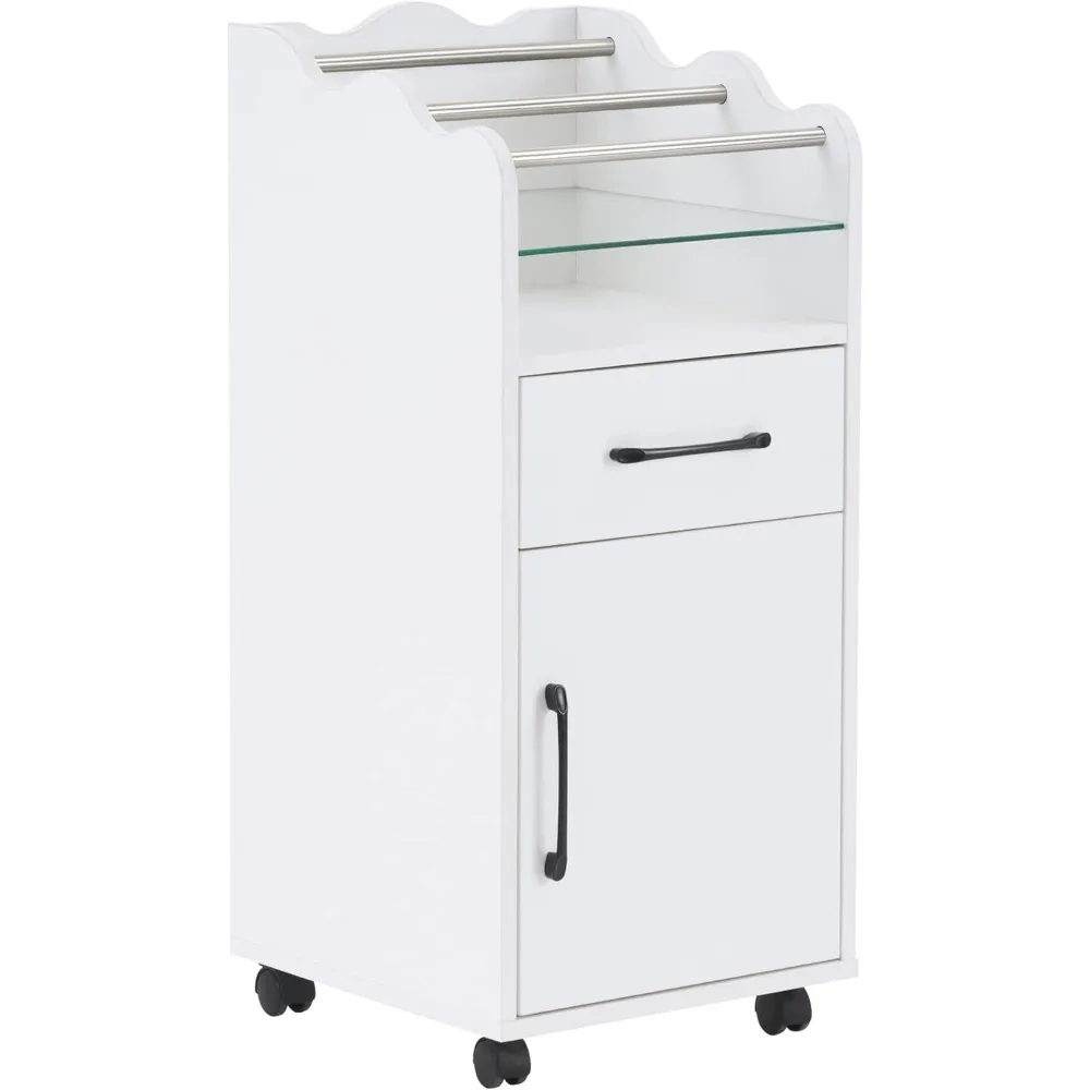 

Salon Cart with Storage Drawer Cabinet Rolling Salon Cart for Hair Stylist Barber Trolley with Wheels Beauty Organizer 2013 (Wh