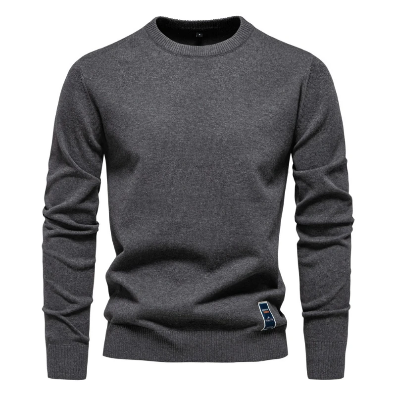 

Pullovers Men Knit Sweaters Round Neck Long Sleeve Tops Slim Fit Solid Casual Jumpers Male Splice Basis Top Autumn Winter