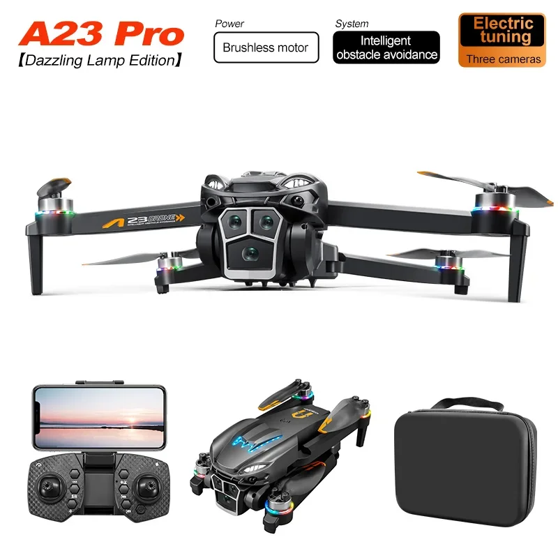 스크린 장착 A23 드론, 장애물 회피, 브러시리스 항공 UAV, FPV RC 쿼드콥터, A23 프로 드론, 8K HD 카메라, 소년 장난감 선물