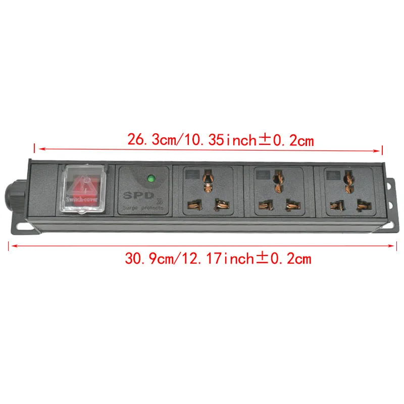 PDU Power strip 2 Unit Surge protection  Network Cabinet Rack 10A Universal Outlet Dual Break Switch  Aluminum alloy shell