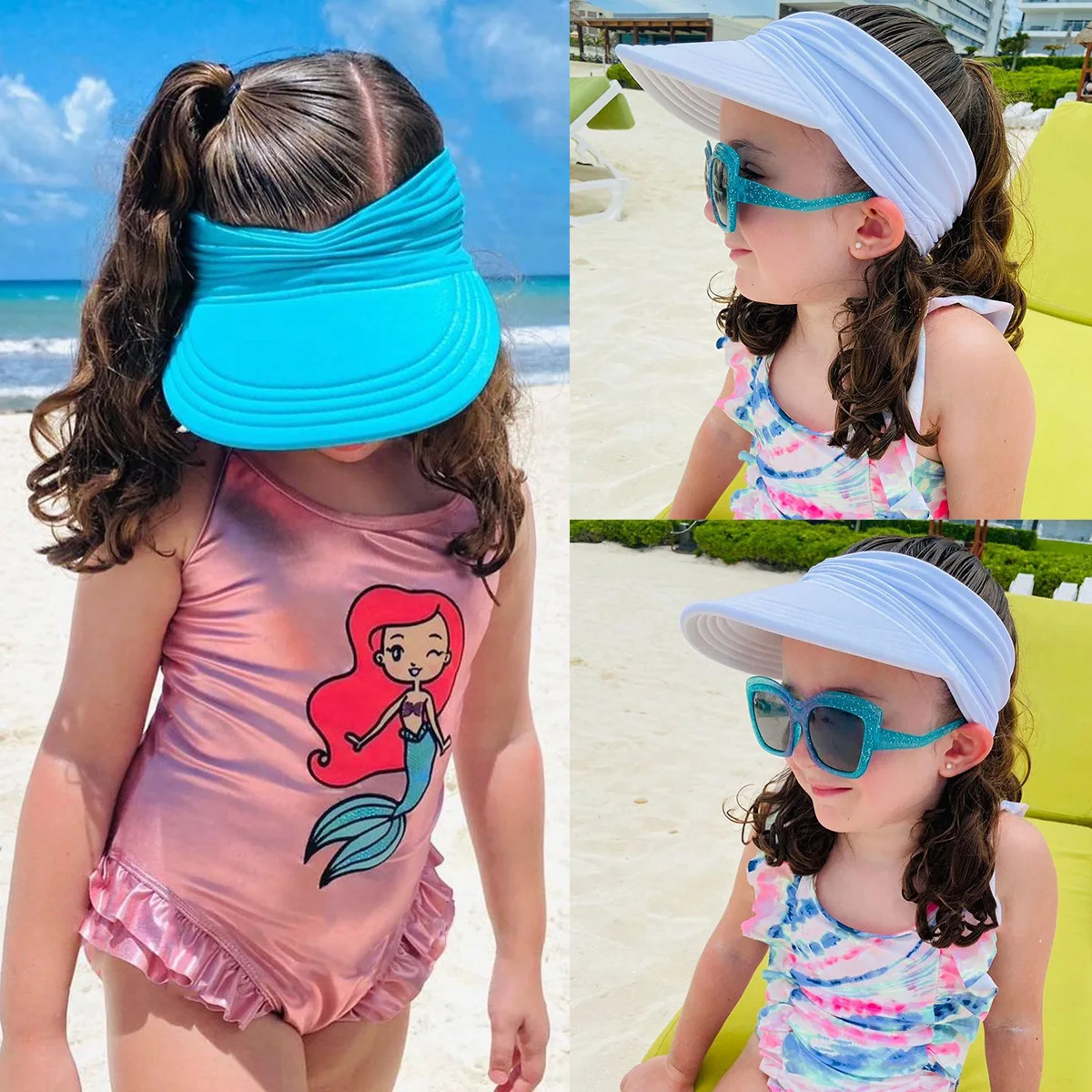 Chapeau pare-soleil d\'été à large bord pour enfants, protection UV, casquette de sport de plage pour enfants filles garçons, chapeaux de plage