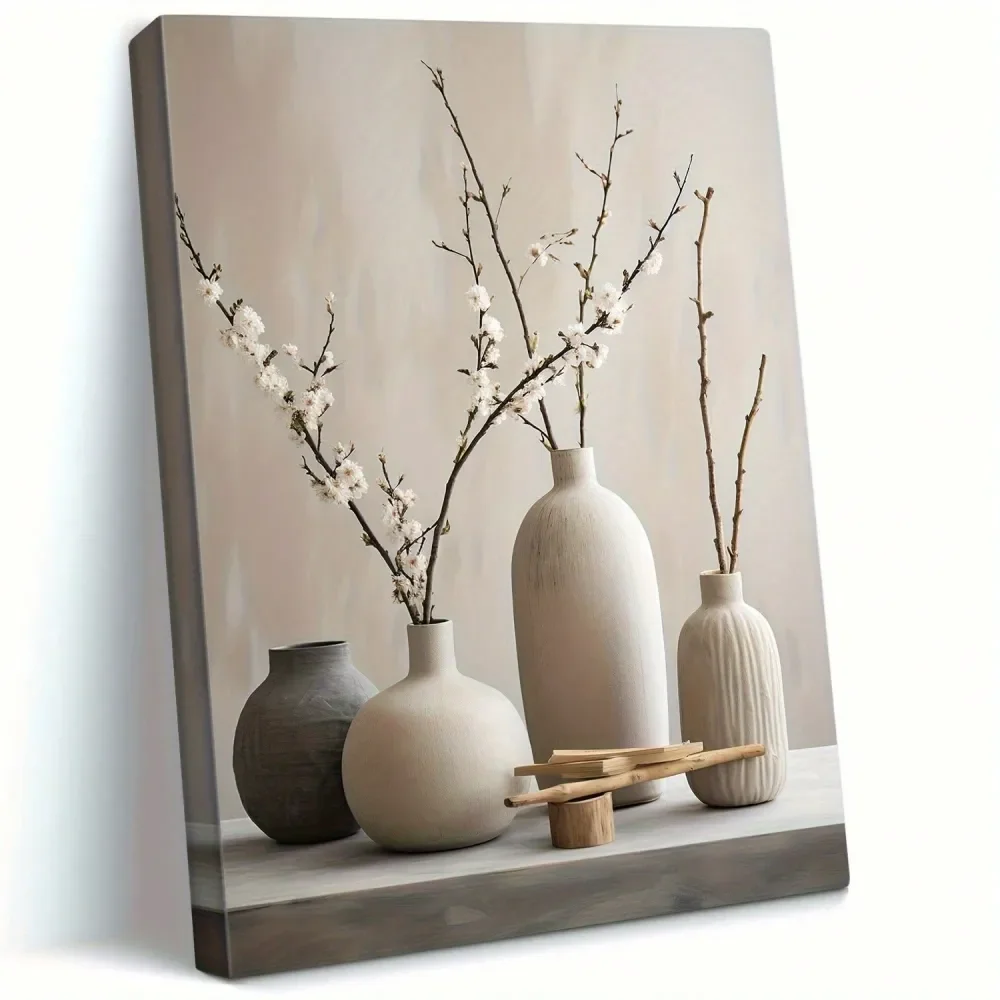 

Botanical Ikebana Canvas Wall Art Modern Artwork Decorative Paintings White Flower Vases Picture Painting For Living Room Bedro