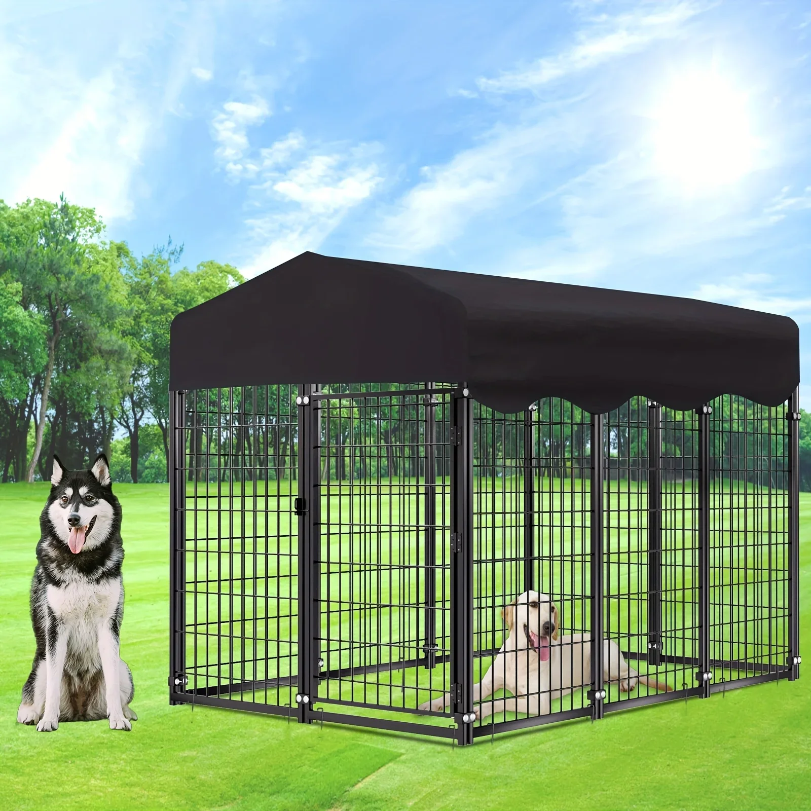 

KEEHOME Metal Outdoor Pet Enclosure - Durable, with Canopy, Easy-Open Door And QuickAssembly, Great for Dogs, Cats, Chickens And Ducks