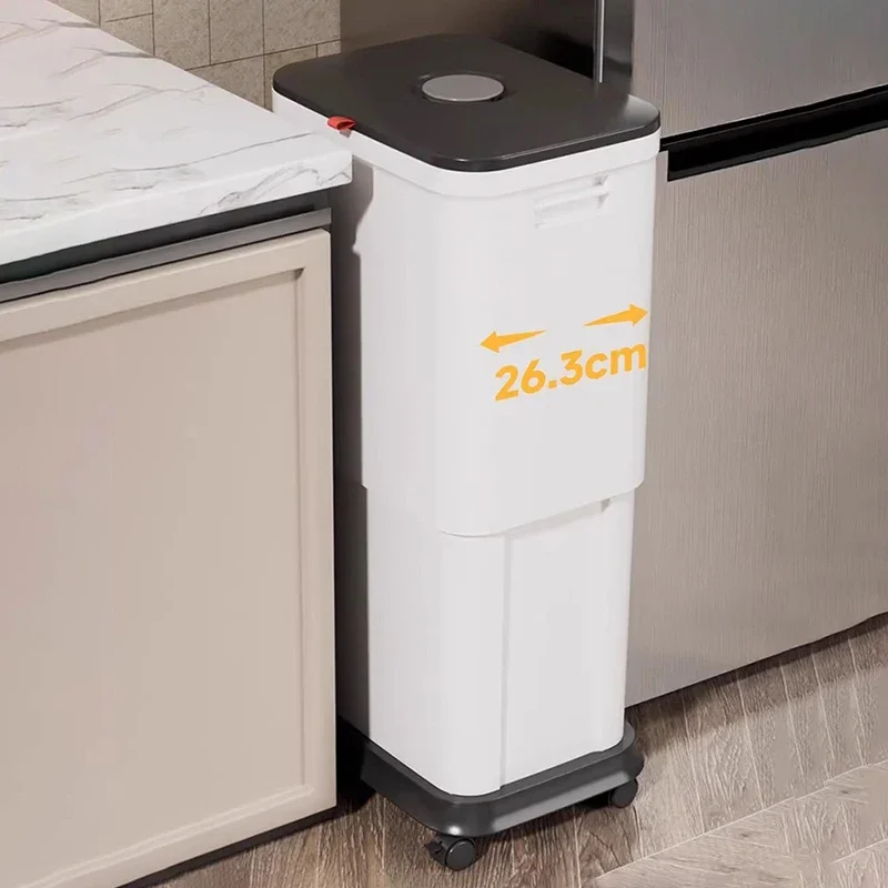 Anti Odor Trash Can Kitchen Wastebin With Lid Home Large Capacity Trash Can Garbage Collector Food Dust Bin Kitchen Items