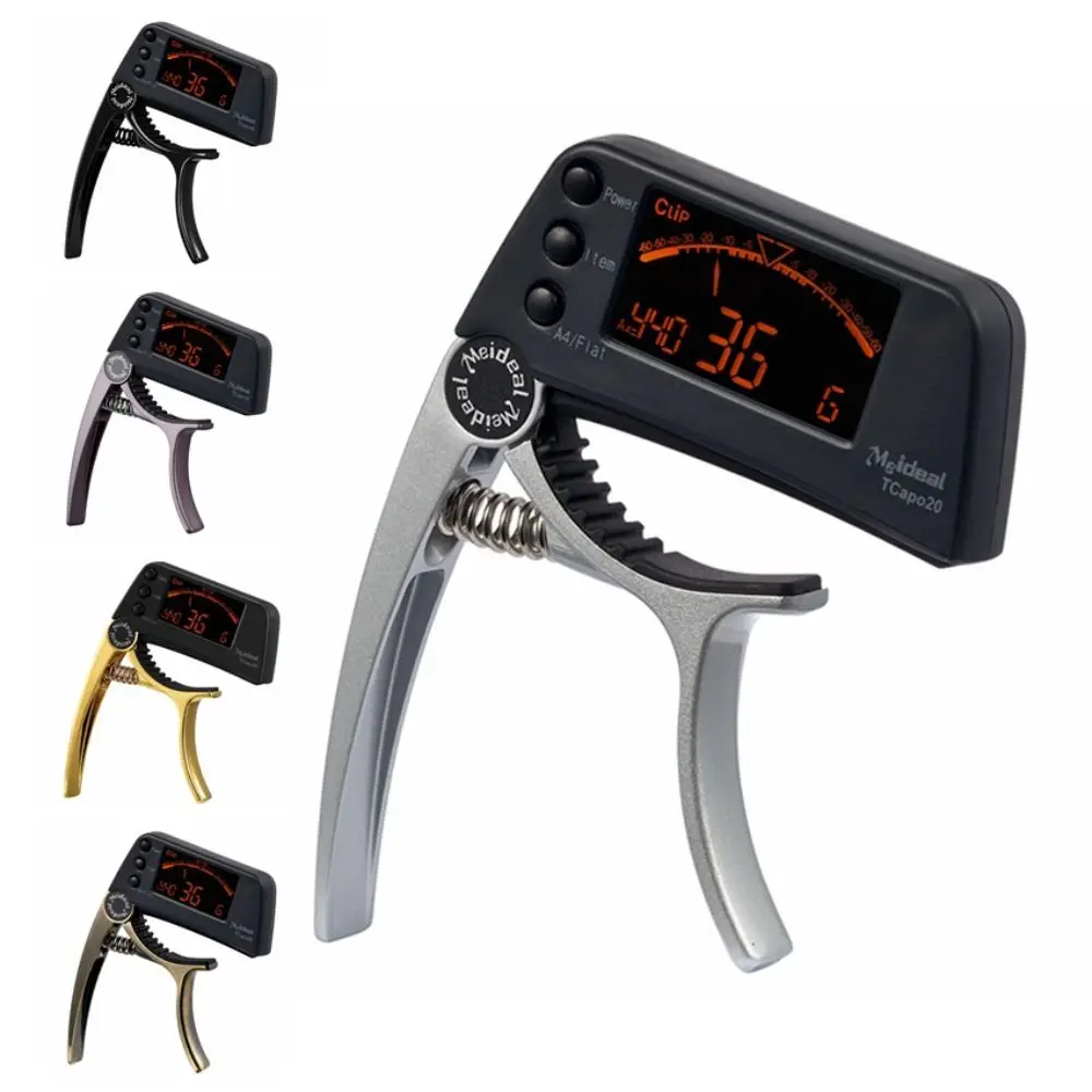 Portable Zinc Alloy Guitar Tuner 2-In-1 LCD Screen Guitar Capo Guitar Accessories High Sensitivity Guitar Tuner Clamp