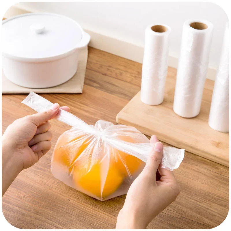 100PCS Transpare Roll Fresh-keeping Plastic Bags of Vacuum Food Saver Bag 3 Sizes Food Storage Bags with Handle Keep Fresh