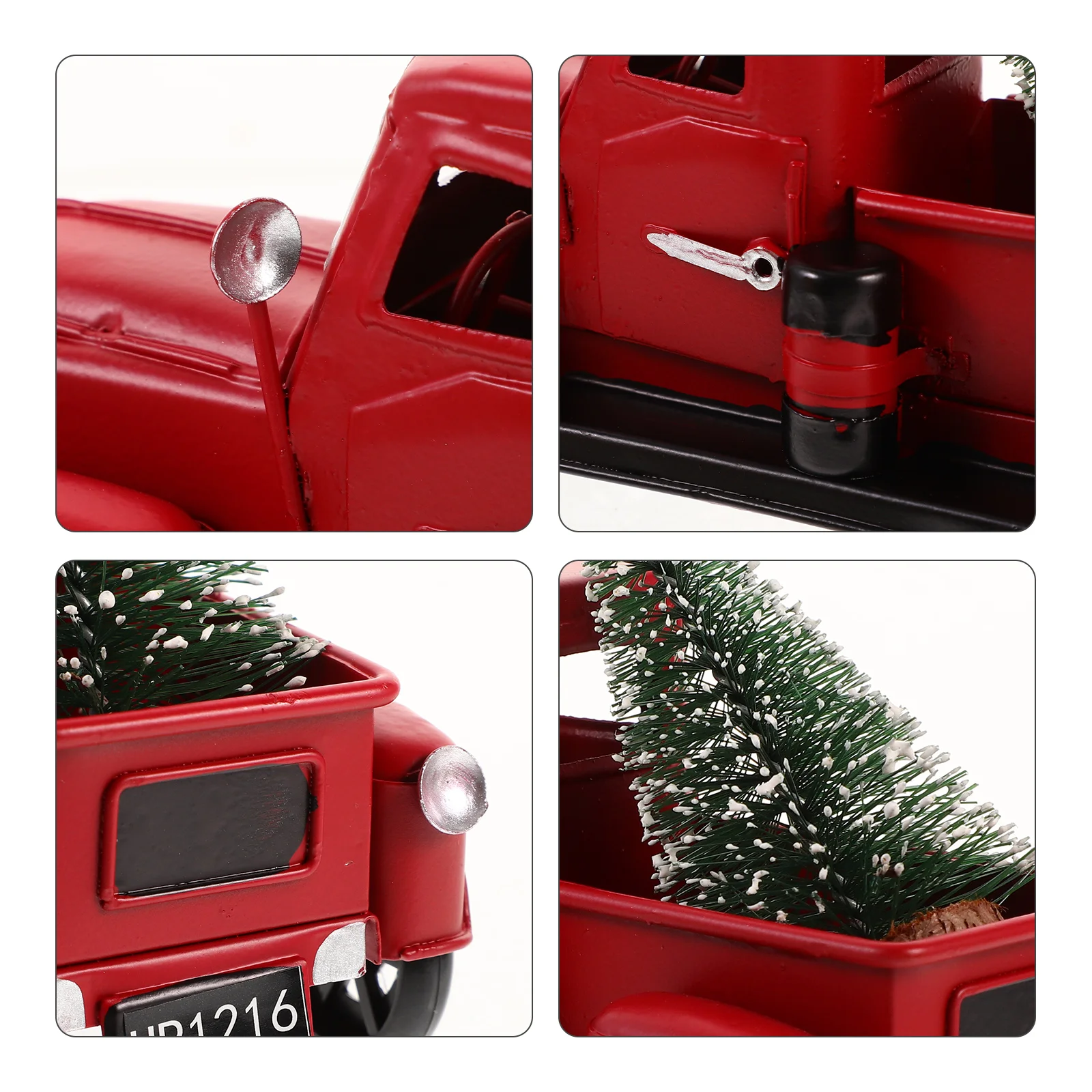 Artificial Garlands Christmas Red Truck with Tree Mini Retro Decor Vintage Metal Car Model Decoration Small