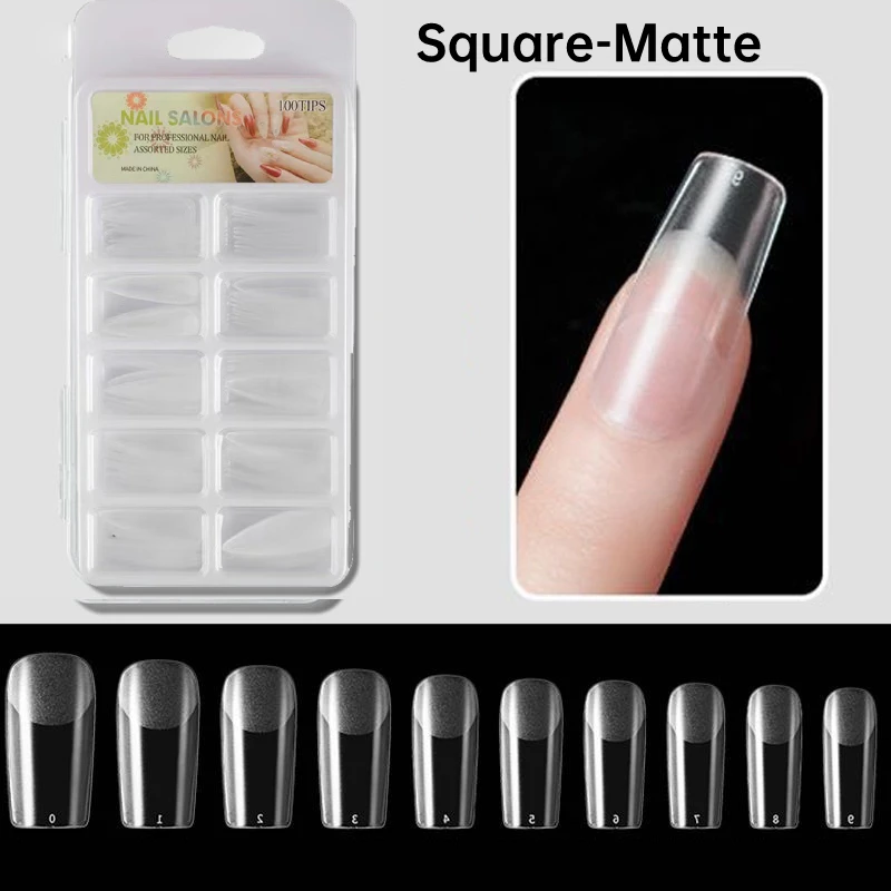 Full Cover Nail Tips Fake Finger UV Gel Polish Quick Building Mold Nail Tool Clear Long False Nail Tips Set Acrylic Extension