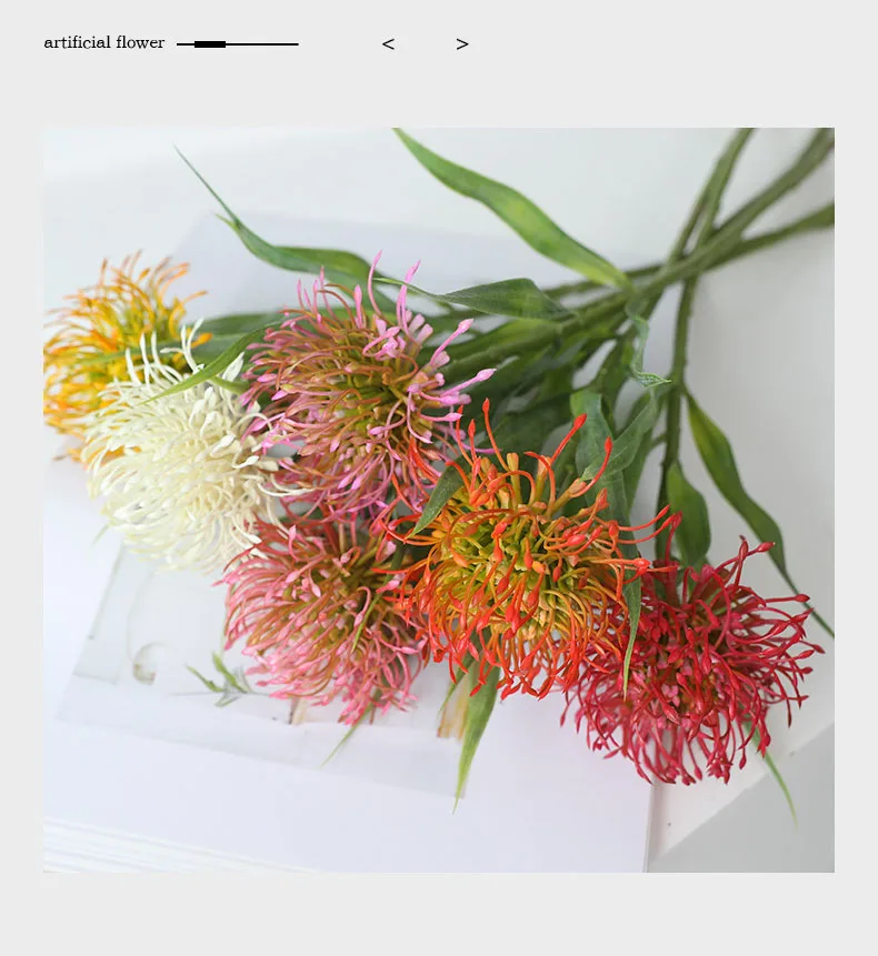 5 teile/paket 6-Blatt Nadel kissen Blume künstliche Plastik blumen Hochzeits dekoration Home Party Blumen zubehör Fotografie Requisiten – Detail 2